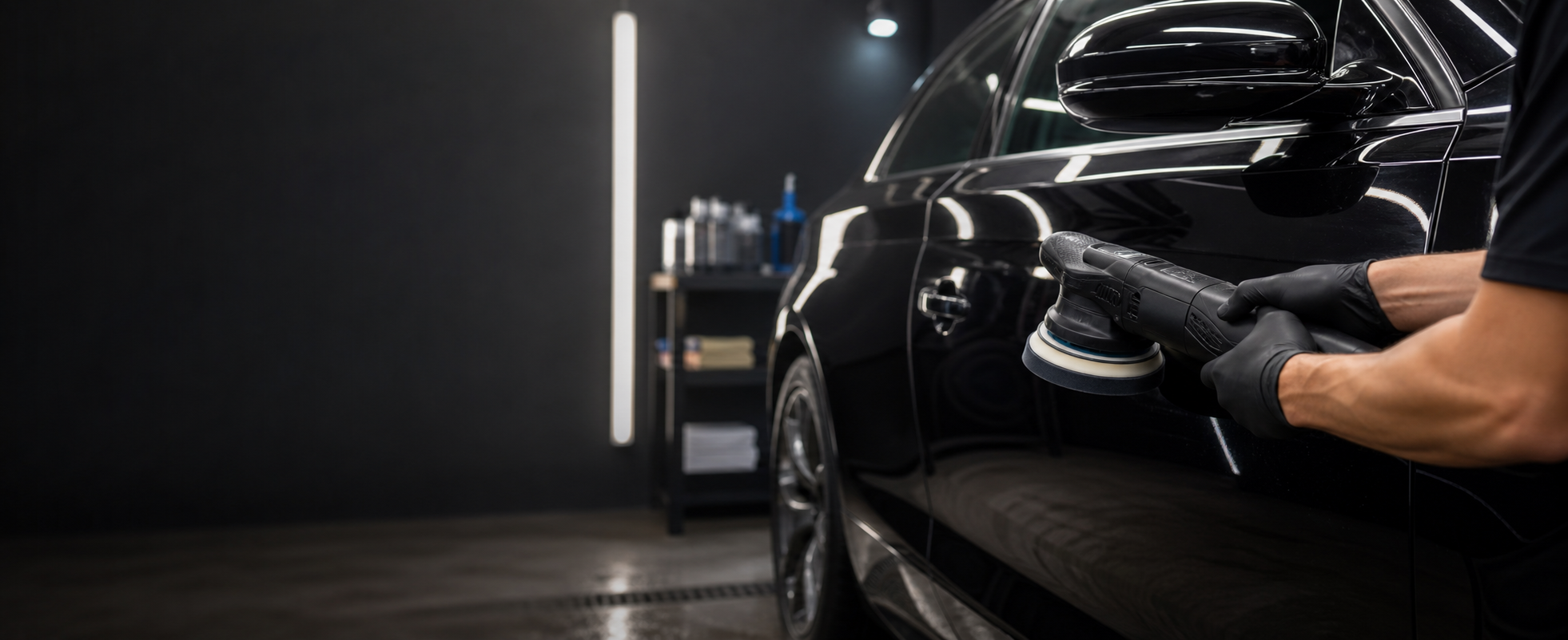 Vehicle polishing in a detail bay for the Northline Auto Detail demo.